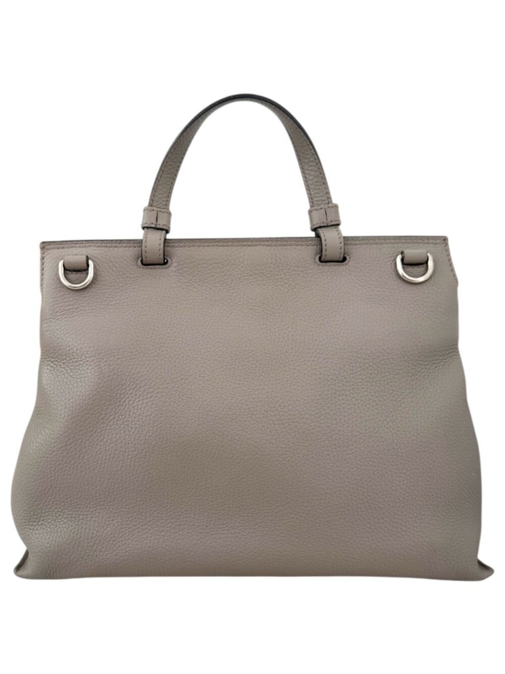 Gucci Gray Pebbled Calfskin Bamboo Daily Top Handle Satchel - Picture 3 of 15